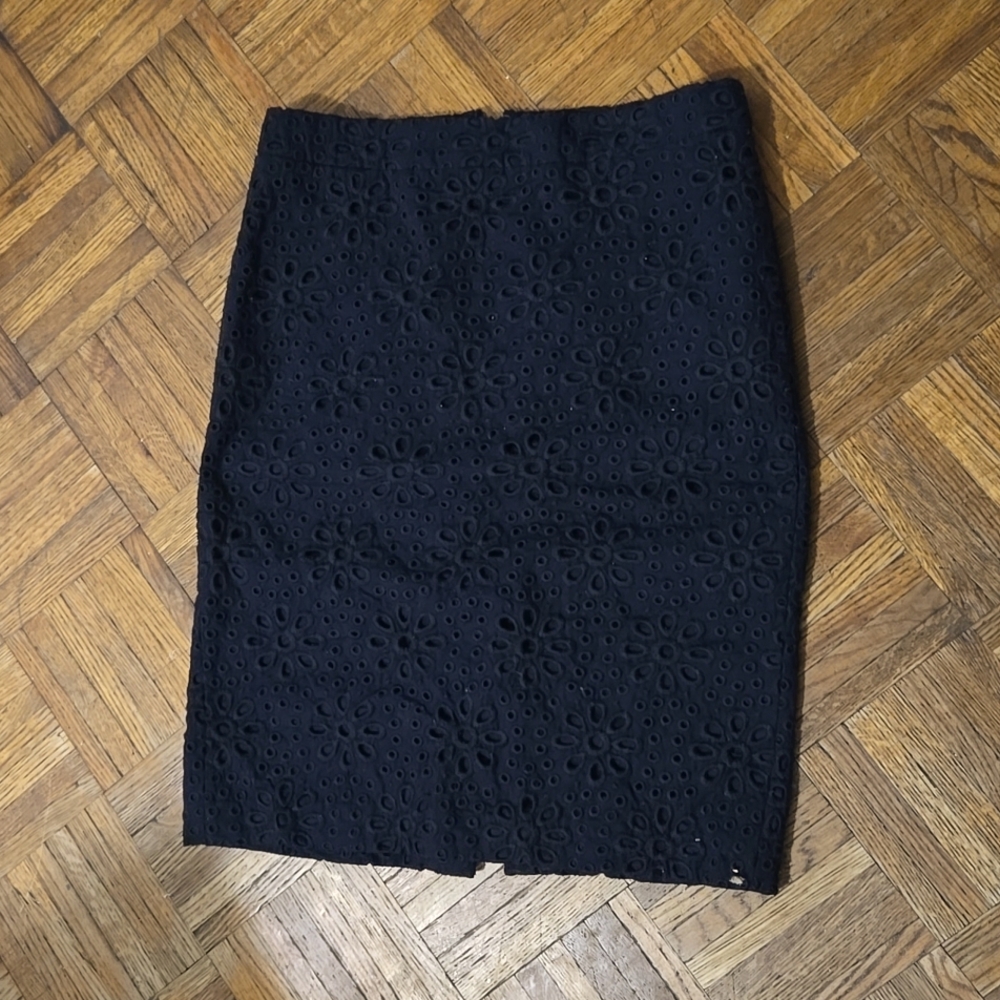 Dark/midnight blue embroidered skirt JCrew